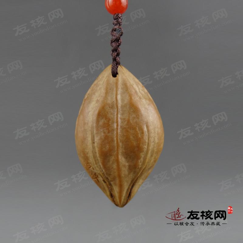 袁清华 金猴纳福 2.45超大单籽 镂空雕 橄榄核雕 背面